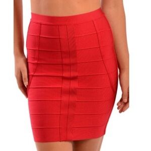HERVE LEGER COUTURE 2000s RED "RIORED" "LIAS" BANDAGE SKIRT! (Never worn!)